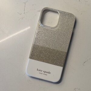 Kate‎ Spade 16 Pro Max iPhone Glittery Silver and Gold Phone Case